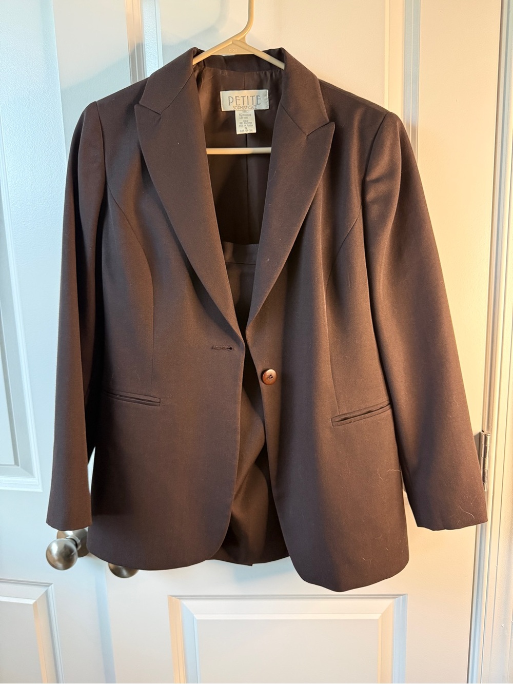 Petite Sophisticate Dark Brown Single-Button Blazer